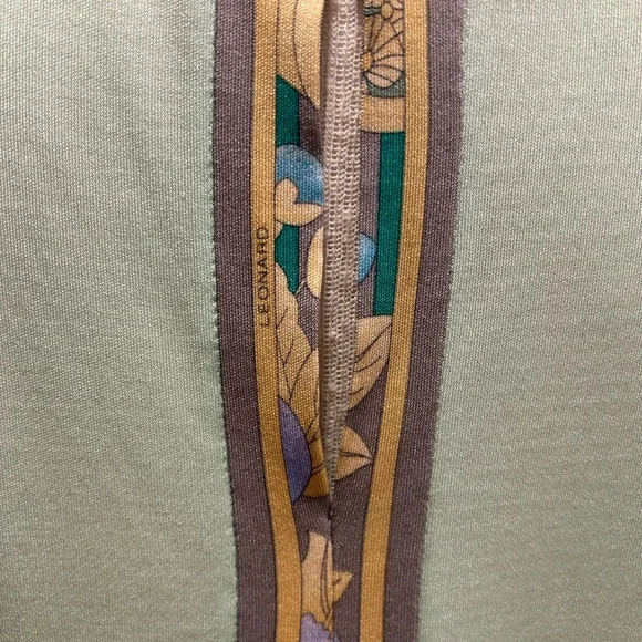 Vintage Leonard Paris Light Green Floral Sleeveless Dress Sz S - Picture 6 of 10